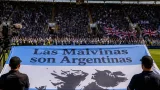 Argentina players display 'Malvinas' banner after win over England, raising diplomatic sensitivities