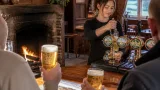 Bob Mortimer and Paul Whitehouse enjoy pint at Knightwick pub during Worcestershire visit