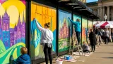 Community paints Stockton bus shelters in colourful summer art project