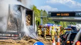 M4 westbound closed near Swindon after lorry carrying hay catches fire