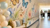 Students create mural to brighten maternity unit corridors at Warrington Hospital