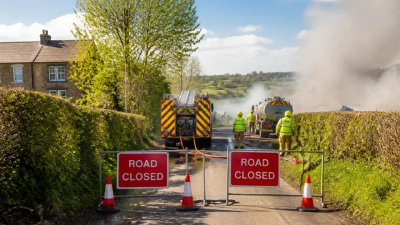 County Durham road shut for hours as farm muck heap fire sends smoke across carriageway