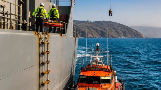 Crewman with crushed leg airlifted after daring RNLI ladder rescue off Anglesey