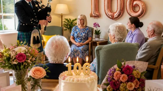 Falkirk resident Marion Lowrie celebrates 106th birthday surrounded by family and neighbours