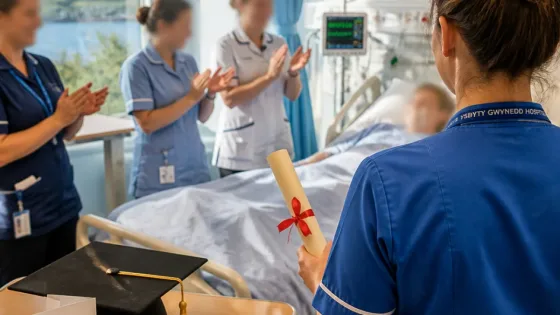 Gwynedd graduate honoured in hospital after road accident prevents ceremony