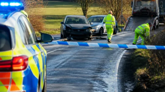 One taken to hospital after two-vehicle crash closes B4396 for hours
