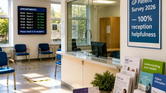 Which Trafford GP surgeries scored highest for helpful reception staff in 2026 survey