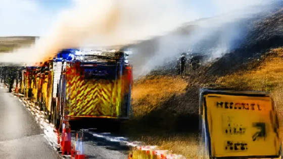 Woodhead Pass remains shut after vehicle blaze spreads to moorland; firefighters may stay until Sunday