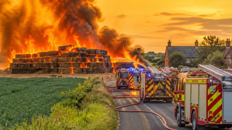 3,000 tonnes of straw ablaze near Boston as crews tackle large smoke plume