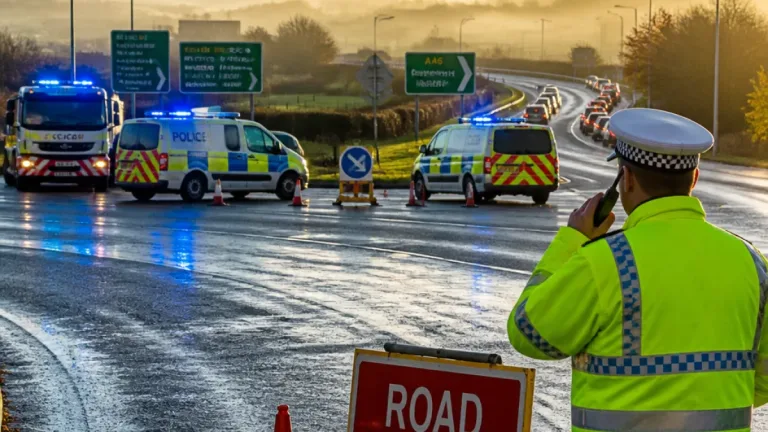 A46 closed both ways at Bishopton after early‑hours collision, drivers urged to avoid route