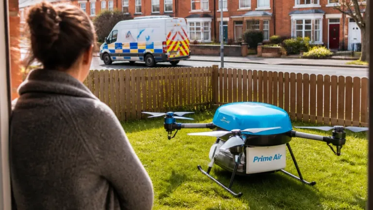 Amazon delivery drone lands unannounced in Darlington garden, raising safety questions