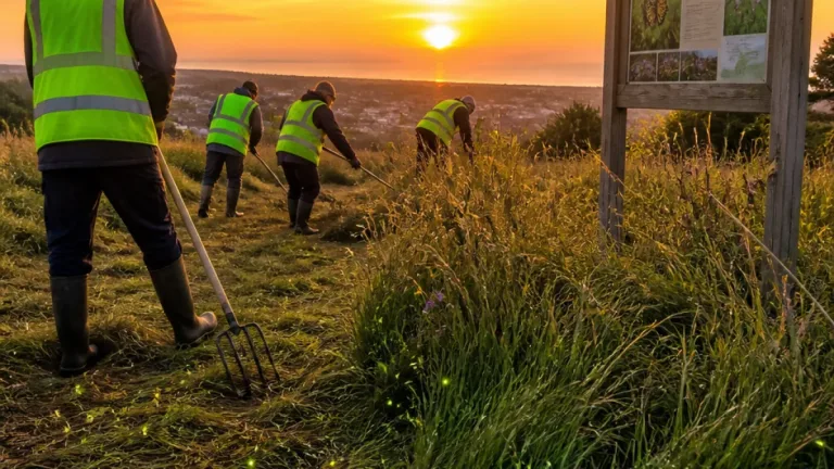 Benfield Hill volunteers help protect Sussex glow worm population at Hove reserve