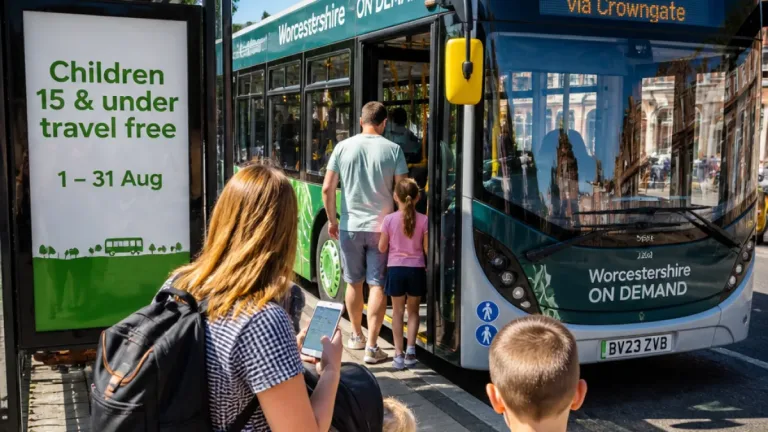 Children aged 15 and under travel free on Worcestershire buses throughout August