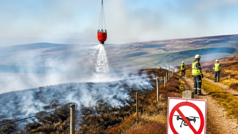 Controlled burn under way as helicopters battle Tintwistle Moor wildfire