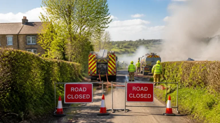 County Durham road shut for hours as farm muck heap fire sends smoke across carriageway