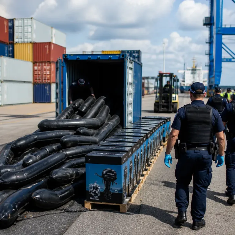 NCA and Border Force seize container of inflatable boats and engines in major people‑smuggling disruption