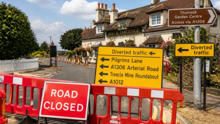 Emergency closure on Stifford Hill prompts diversion to Thurrock Garden Centre