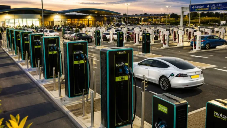 Exeter service station becomes UK’s largest EV mega hub with 100 ultra-rapid chargers
