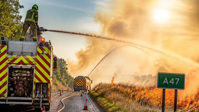 Fire crews tackle multiple wildfires across Norfolk as drought and heat persist