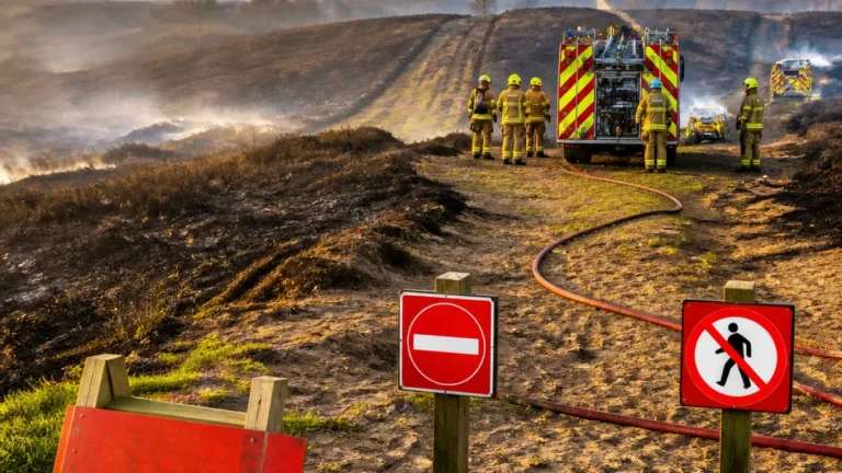 Firefighters scale back at Dunwich heath after wide firebreaks contain blaze