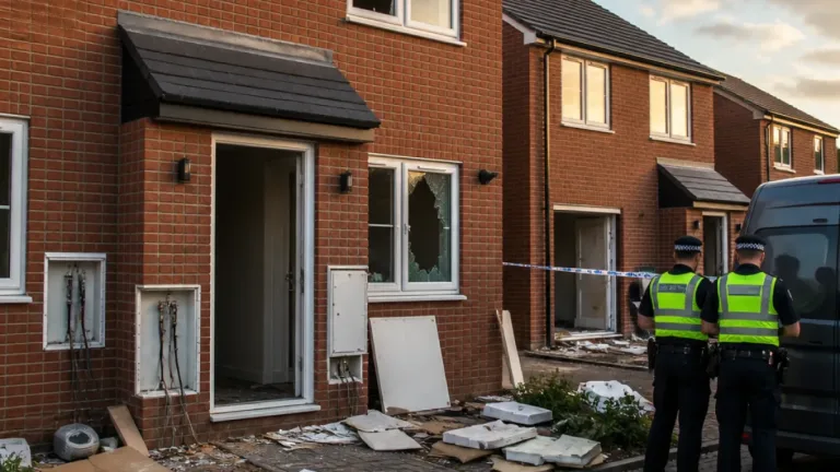 Four jailed after organised raids on new-build homes that left 449 properties damaged
