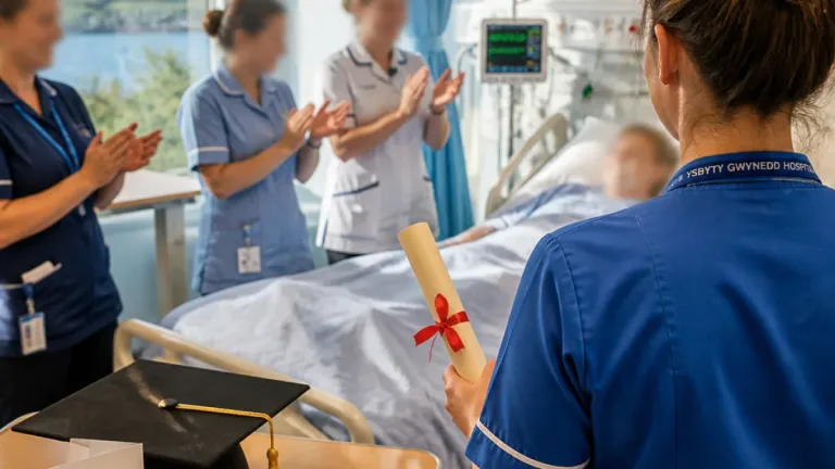 Gwynedd graduate honoured in hospital after road accident prevents ceremony