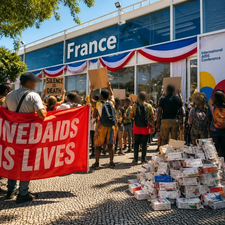 Activists confront French envoy at AIDS conference over €1bn Global Fund cuts