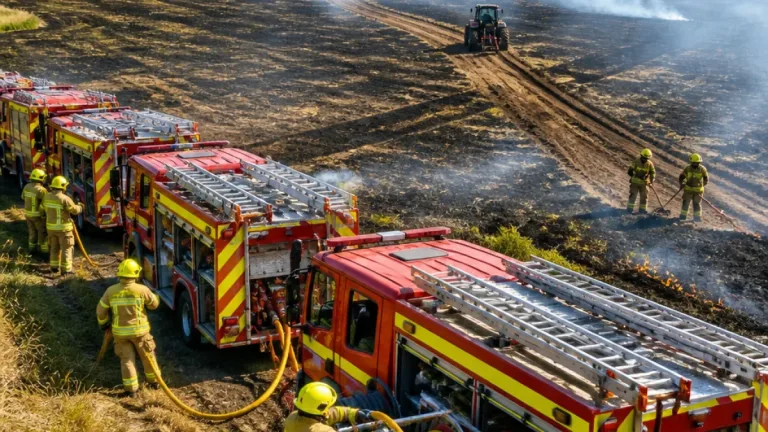 Large field blaze near Winwick brought under control after heavy emergency response