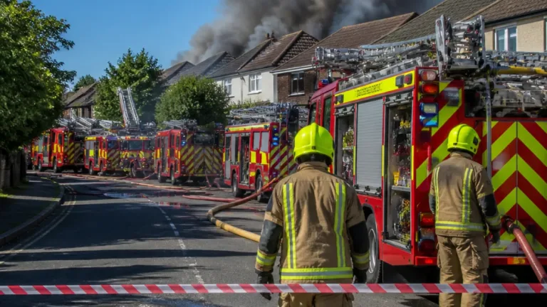 Major blaze damages four homes in Crawley as residents urged to keep windows closed
