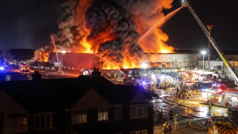 Major incident declared as more than 100 firefighters tackle industrial blaze after explosion