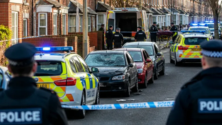 Man arrested after two-hour stand-off in north Belfast leaves officer injured and seven vehicles damaged