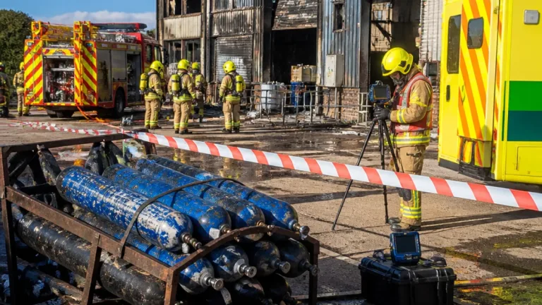 Man dies after oxygen cylinders explode at Bedford industrial unit