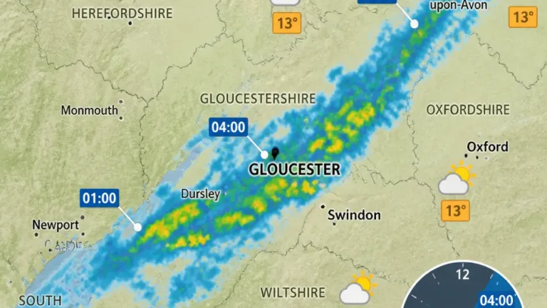 Met Office map shows when rain band will sweep through Gloucestershire this weekend