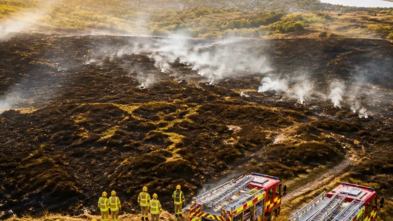 Month-long moorland blaze near Glossop now covers area the size of a small town