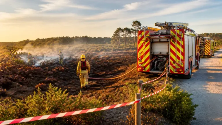 More than 40 firefighters tackle Studland heath blaze as crews monitor hotspots