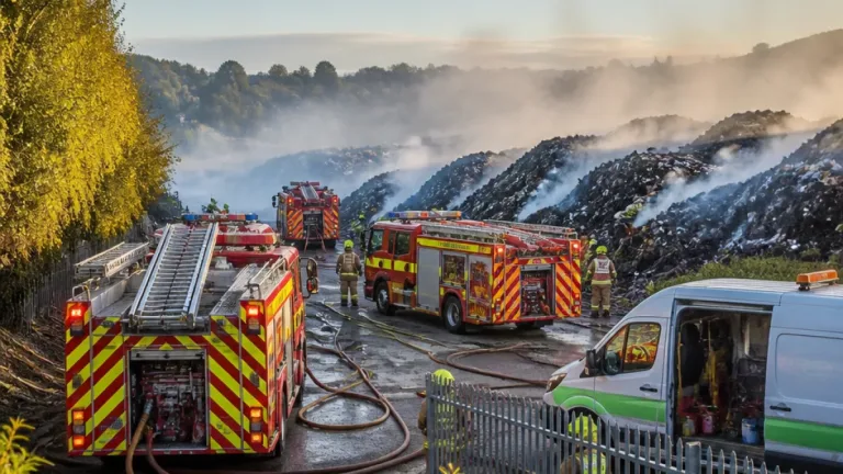 Night-long blaze at Rochdale waste site brought under control as crews damp down hotspots