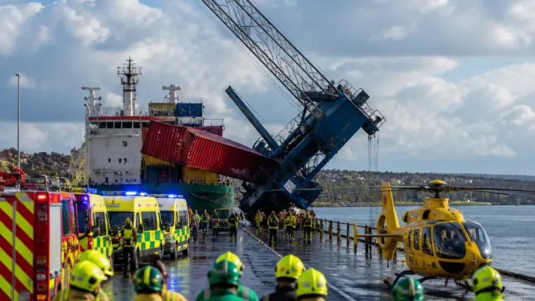 One injured as crane damaged at Port of Tyne; major emergency response mobilised