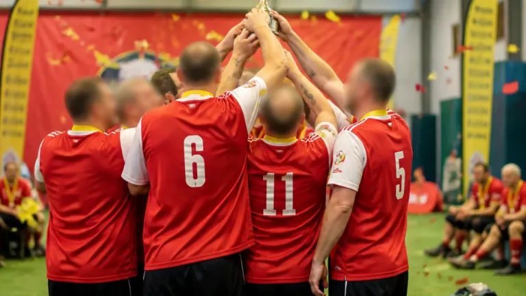 Peterborough team lift MAN v FAT World Tournament trophy after weight-loss football campaign