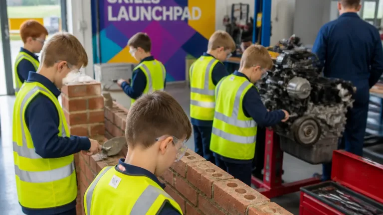Primary pupils try bricklaying and motor mechanics in Stockton skills scheme