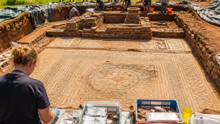 Rare Roman mosaic and bathhouse unearthed beneath Mid-Devon farmland