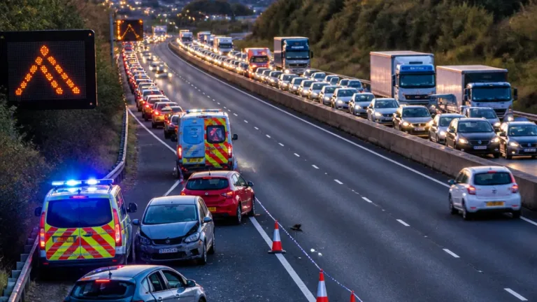 Rush‑hour crash on M5 near Stroud closes lanes and causes long tailbacks