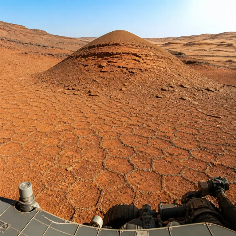Curiosity images a dense field of small polygons on Mount Sharp foothills