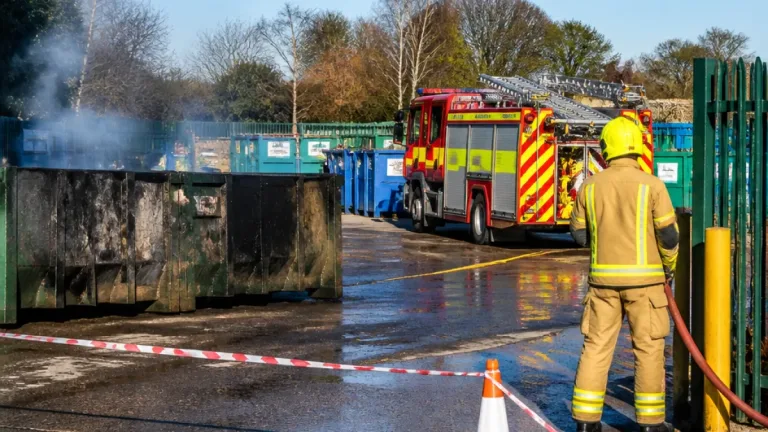 Small skip fire closes Leek recycling centre briefly as crews extinguish flames
