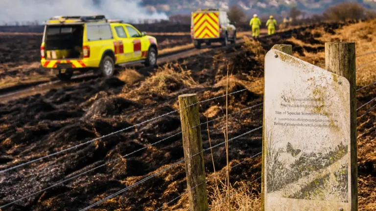 Ten-day wildfire scorches Mynydd Garnclochdy, leaving SSSI land blackened