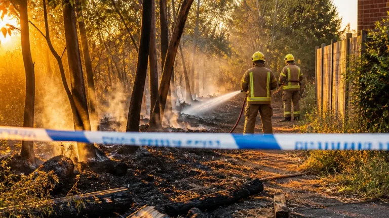 Three boys arrested after deliberate woodland fire near Rugeley during heatwave
