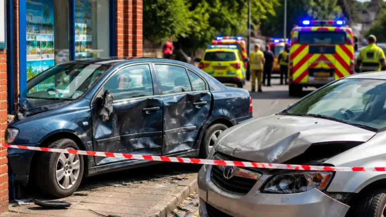 Two cars on pavement after crash on busy Deane Road as councillor urges action