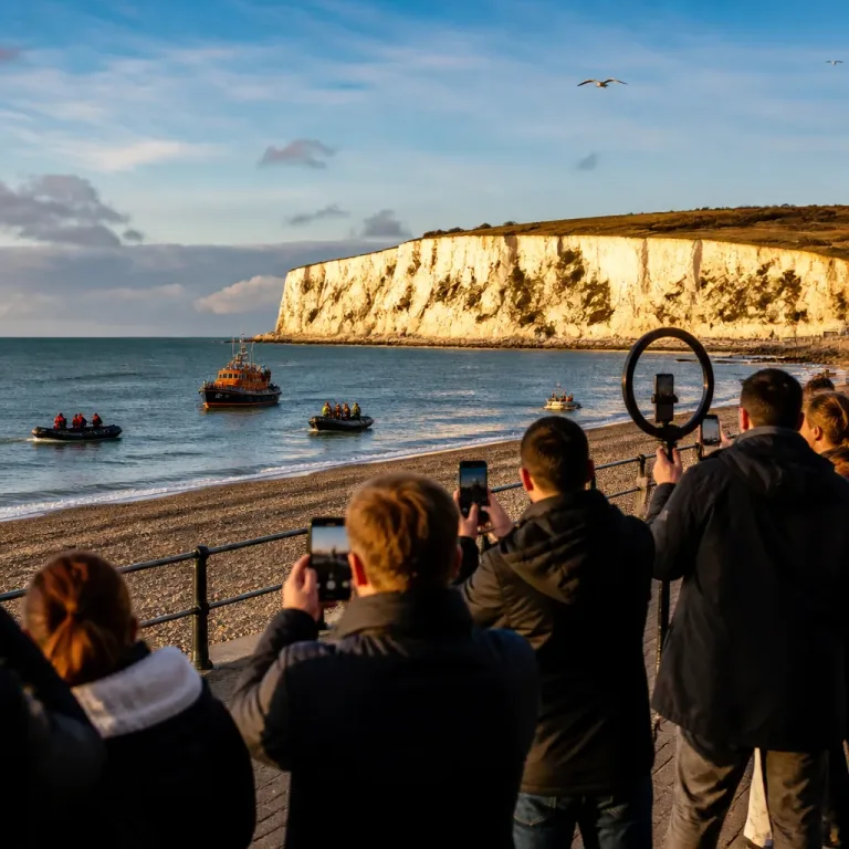 Rightwing influencers turn Dover into a stage in small boats debate