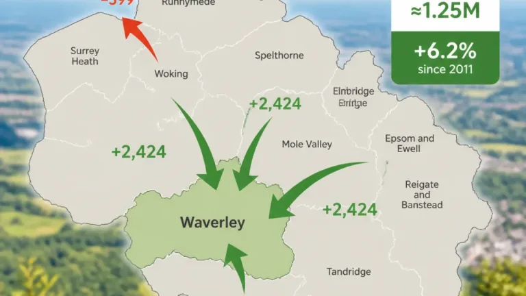 Waverley leads Surrey’s population gains while Woking records only internal loss, ONS data shows