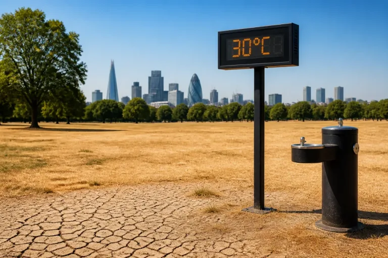 UK heatwave intensifies as London nears a month without rain and 30C persists
