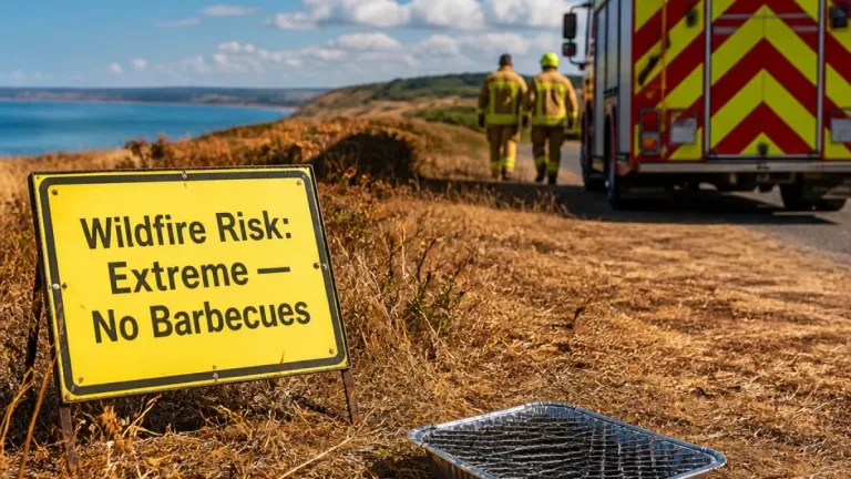 West Sussex fire service warns of exceptionally high wildfire risk as heatwave persists